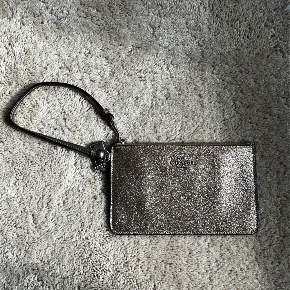 Gold Sparkle Coach Wristlet Wallet